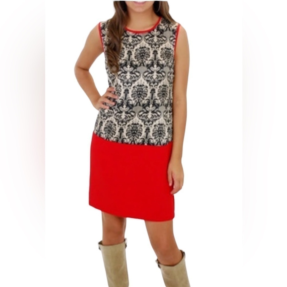 THML Red Black Paisley Sleeveless Dress Sz Small